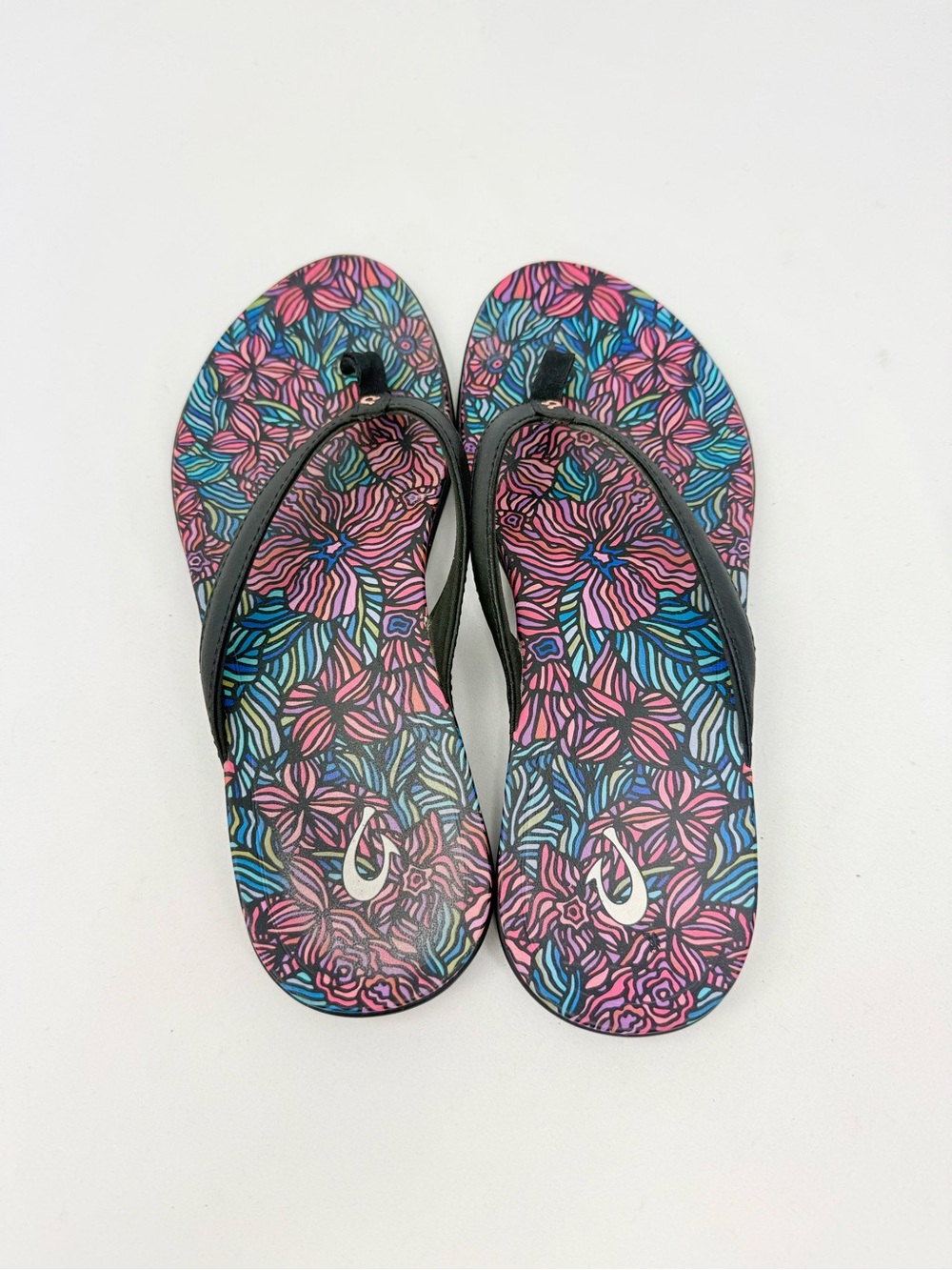 Olukai Ho'Opio Hau Colorful Hibiscus Floral Arch Support Thong FlipFlop Sandals - Picture 7 of 12